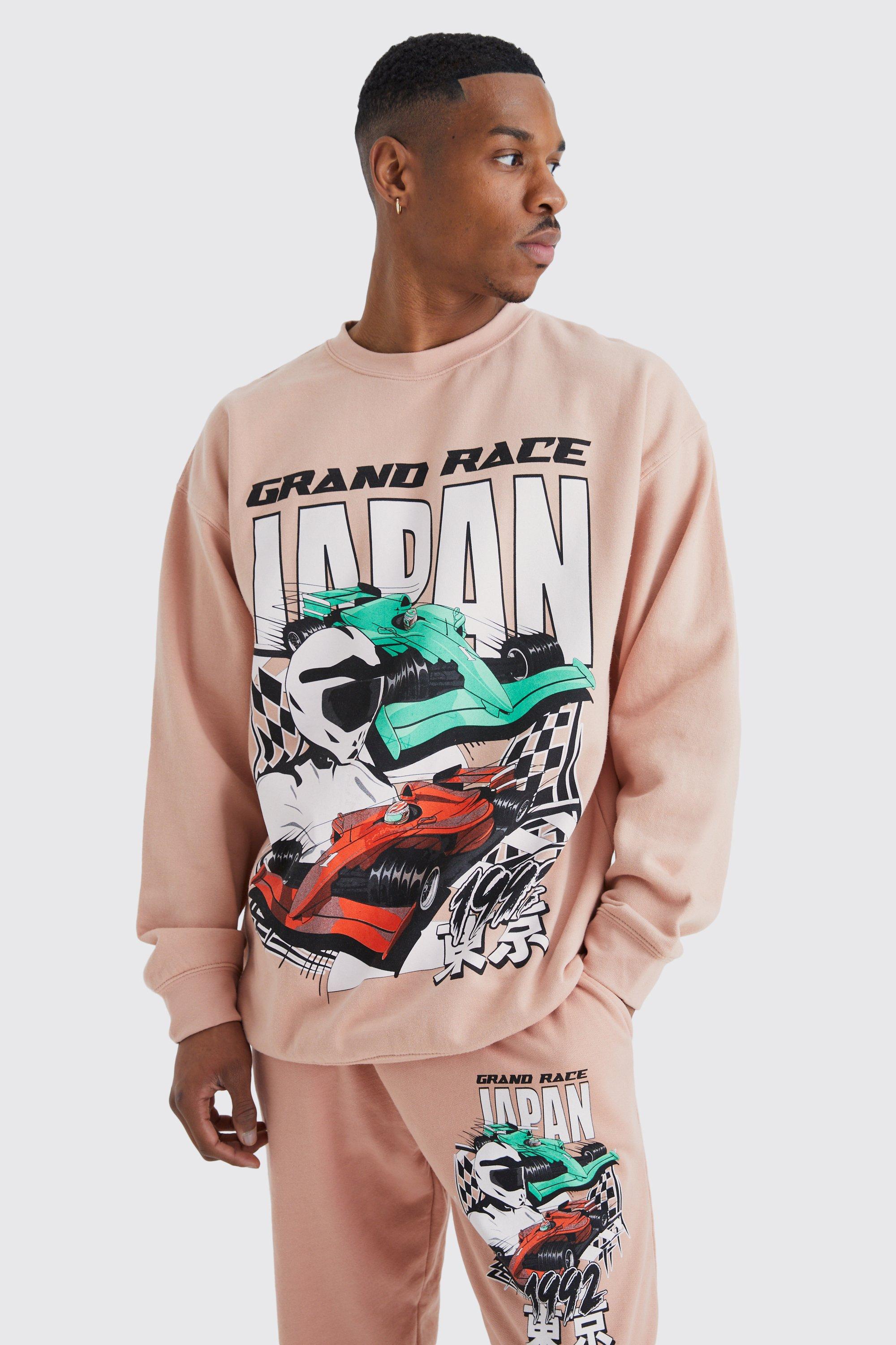 Oversized Japan Motorsport Sweat Tracksuit boohoo